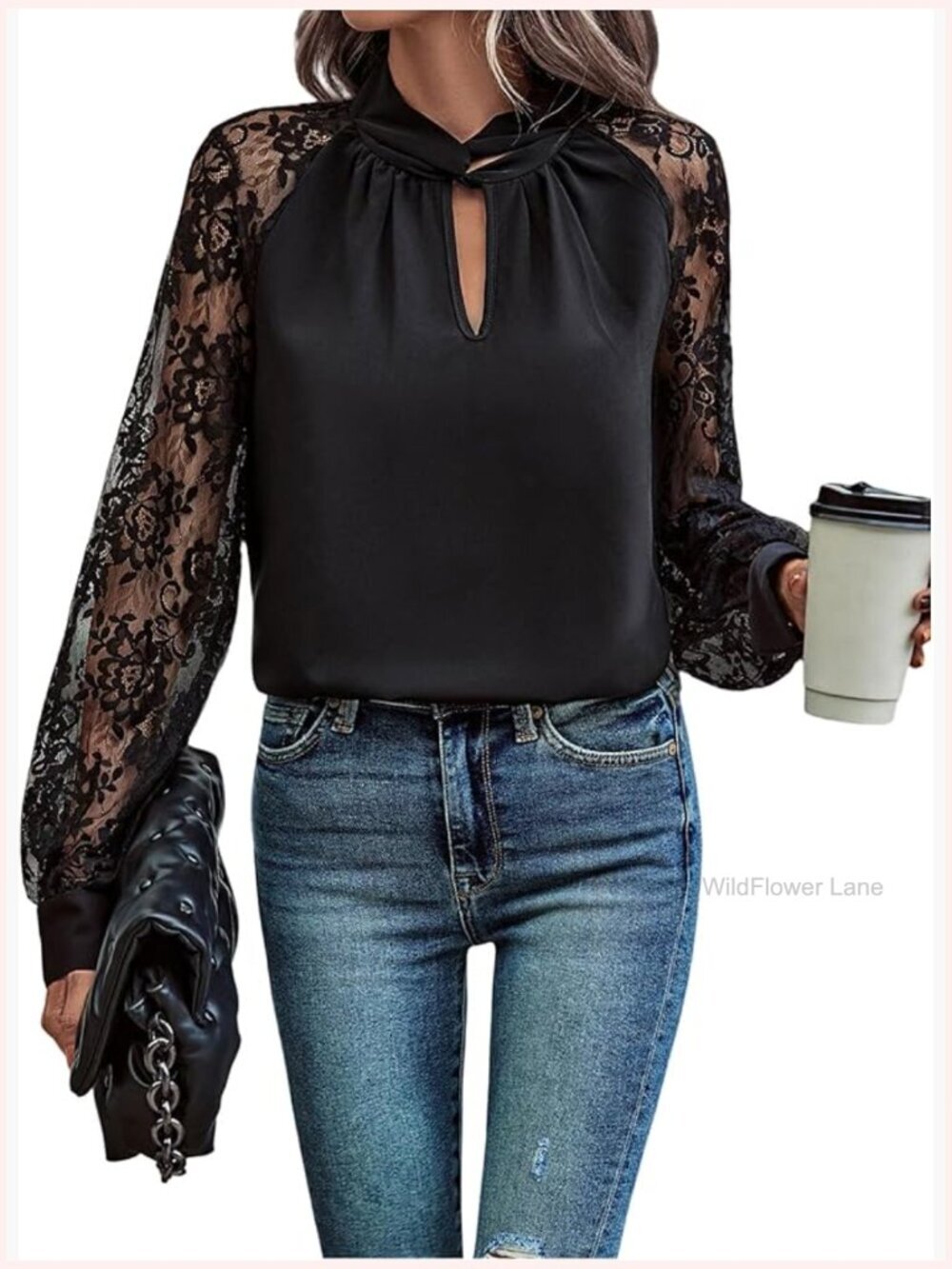 Long Sleeve Lace Blouse Dressy Going Out Top